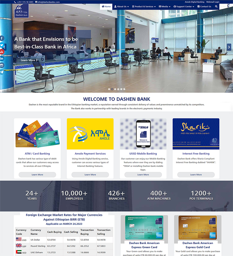 Website Design service for Banks in Ethiopia