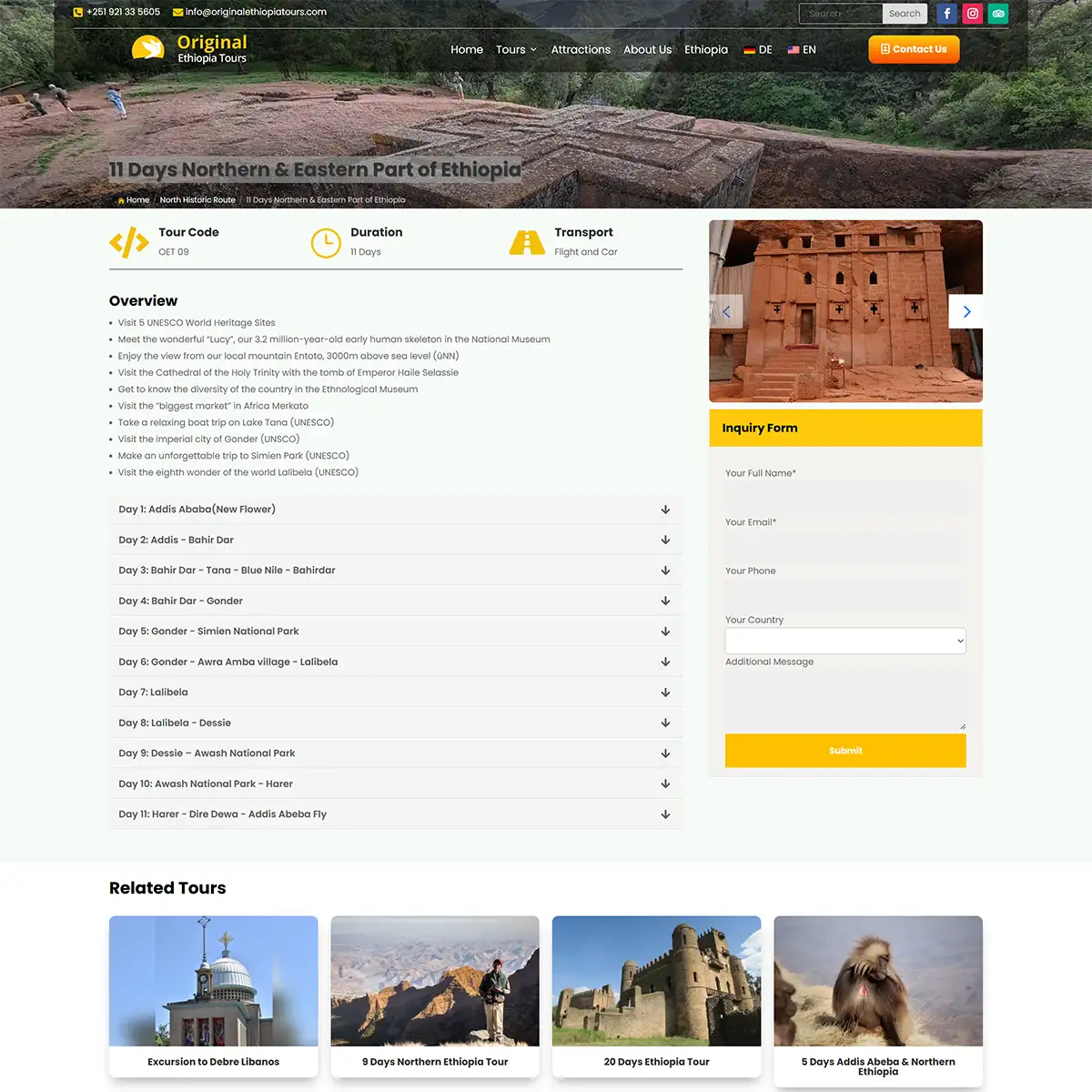 Original Ethiopia Tours Multi Lingual English German Website Design Service in Addis Ababa 2 - Engocha Technologies