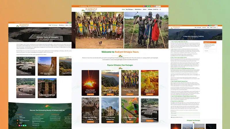 Radiant Ethiopia Tours Guide Travel Company Website Development Agency - Web Design in Addis Ababa Engocha Technologies