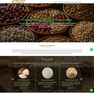 VAX Impex: Coffee and Oil Seed Exporter Website Development Project